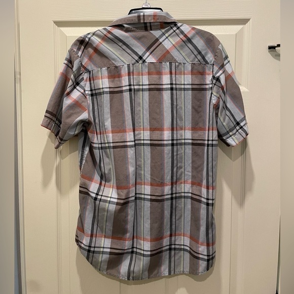VOLCOM Stone Gray & Red Plaid Short Sleeve Collared Shirt Men M - Picture 3 of 6
